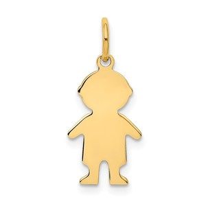 Million Charms 14k Yellow Gold .011 Depth Engraveable Boy Charm Made to Order
